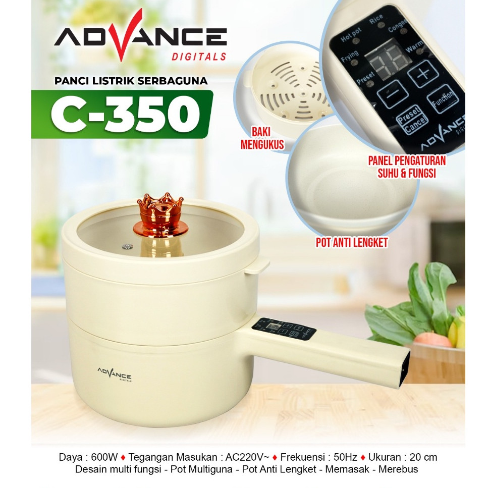 Advance C-350 Panci Listrik Multifungsi 1.8L Panci Listrik Serbaguna Advance c350