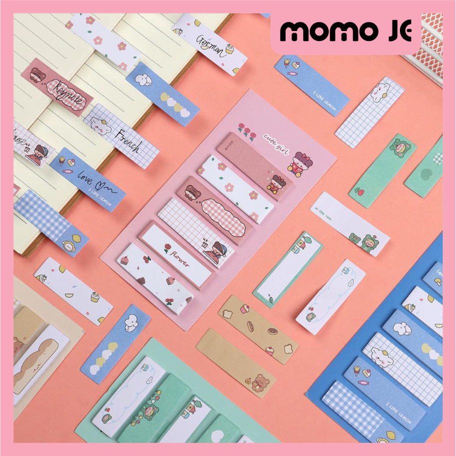 

MOMO JE S6222 Memo Stick Stationery 6 in 1 Sticky Notes Label Karakter Penanda Buku Memo Pad Convenience Cute
