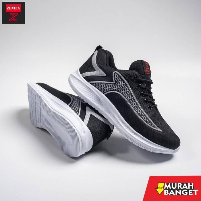 Sepatu Sneakers Pria Wanita Sekolah Basic High Black- Sneakers - HItam Putih, 38