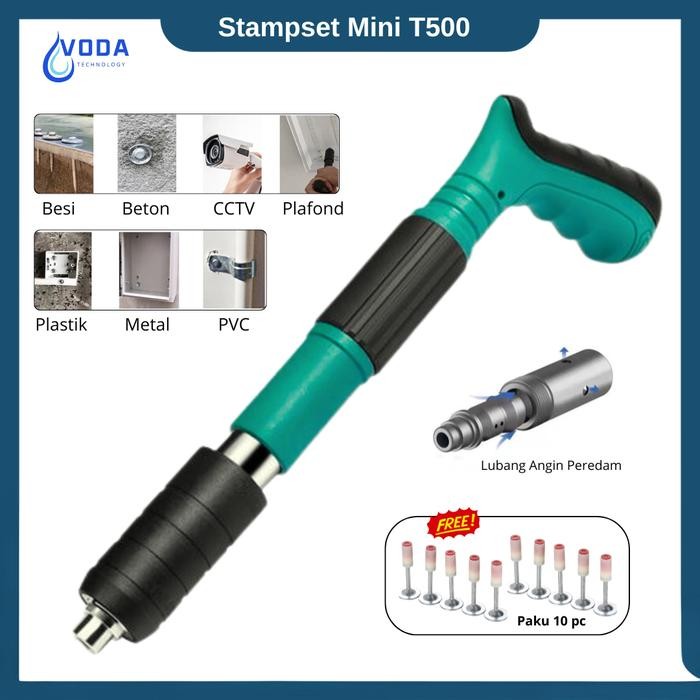 MUMPUNG PROMO Paku Beton Mini Stampset T500 Paku Tembak Mini Ramset Paku Plafond Logam Baja - stamps