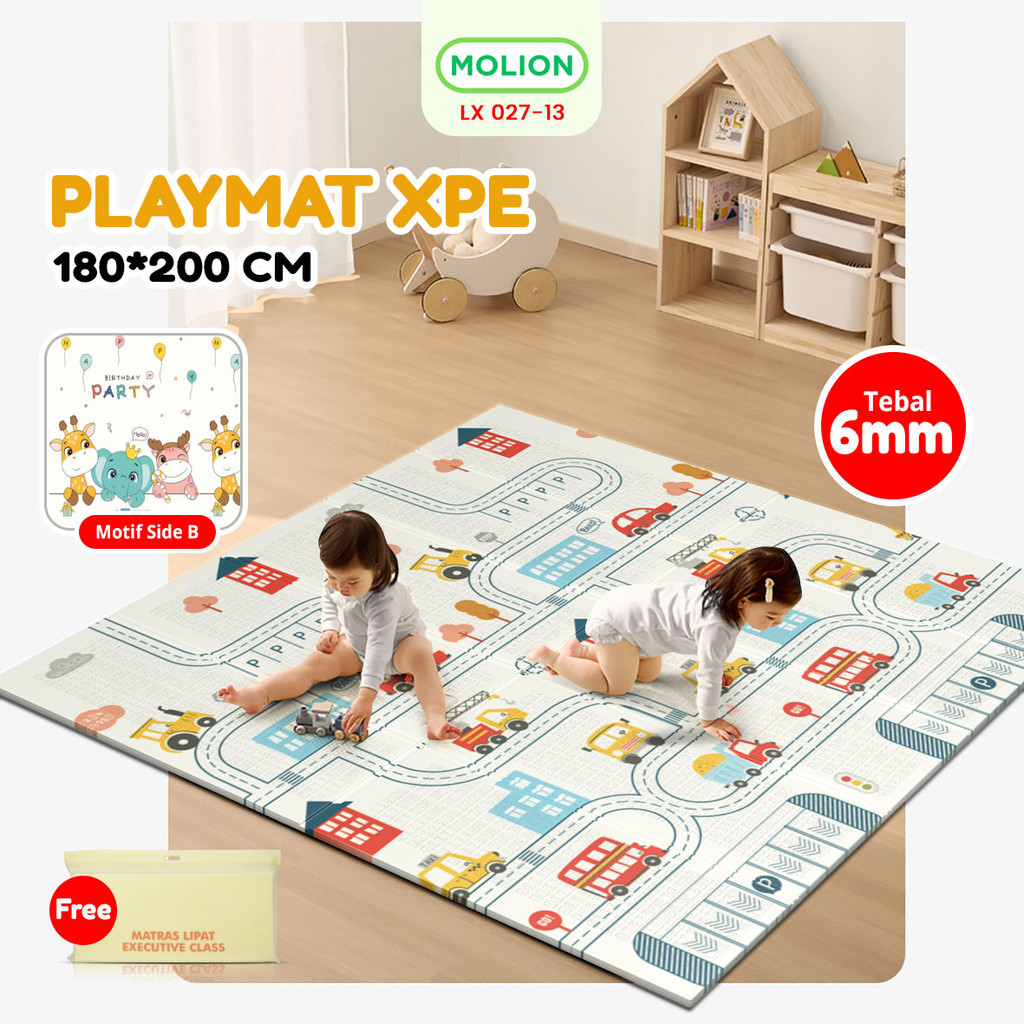 MOLION SNI A Playmat XPE Lipat 180x200x6-8-10-16mm Karpet Tidur Bayi Motif Bolak Balik Matras Anak L