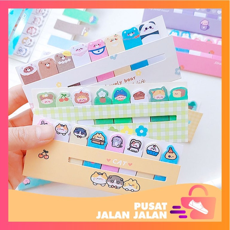 

PJJ - S6155 Sticky Notes Mini 8 in 1 / Notes Kertas Tempel Cute / Memo Sticky Motif Karakter / Penanda Buku Stationery Memo Pad