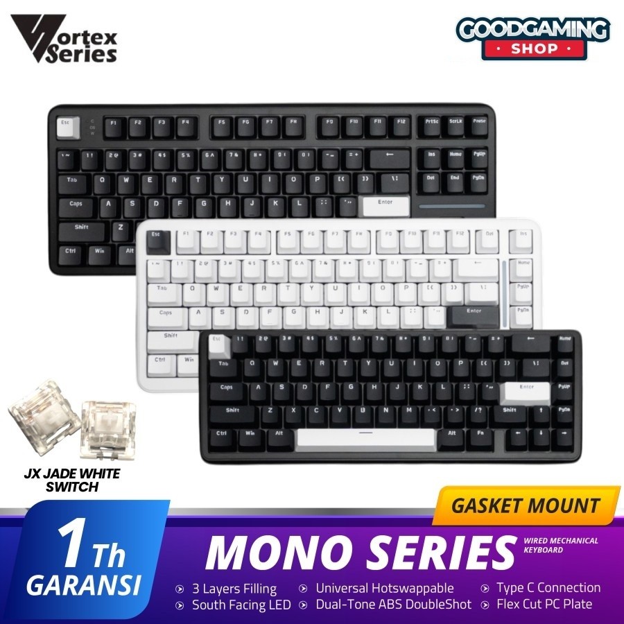 VortexSeries Mono Series 65 / 75 / 87 / 100 Layout FlexCut Wired Gasket Mount Keyboard