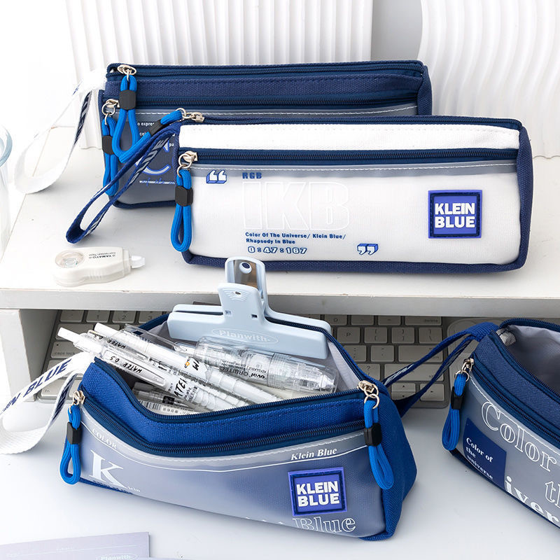 

Kotak Pensil Lucu Biru Tempat Pensil Aesthetic Tas Pensil Cowok Keren Anti Ribet Pencil Case Material Kain Kanvas Alat Sekolah For Student Back To School Office Stationery