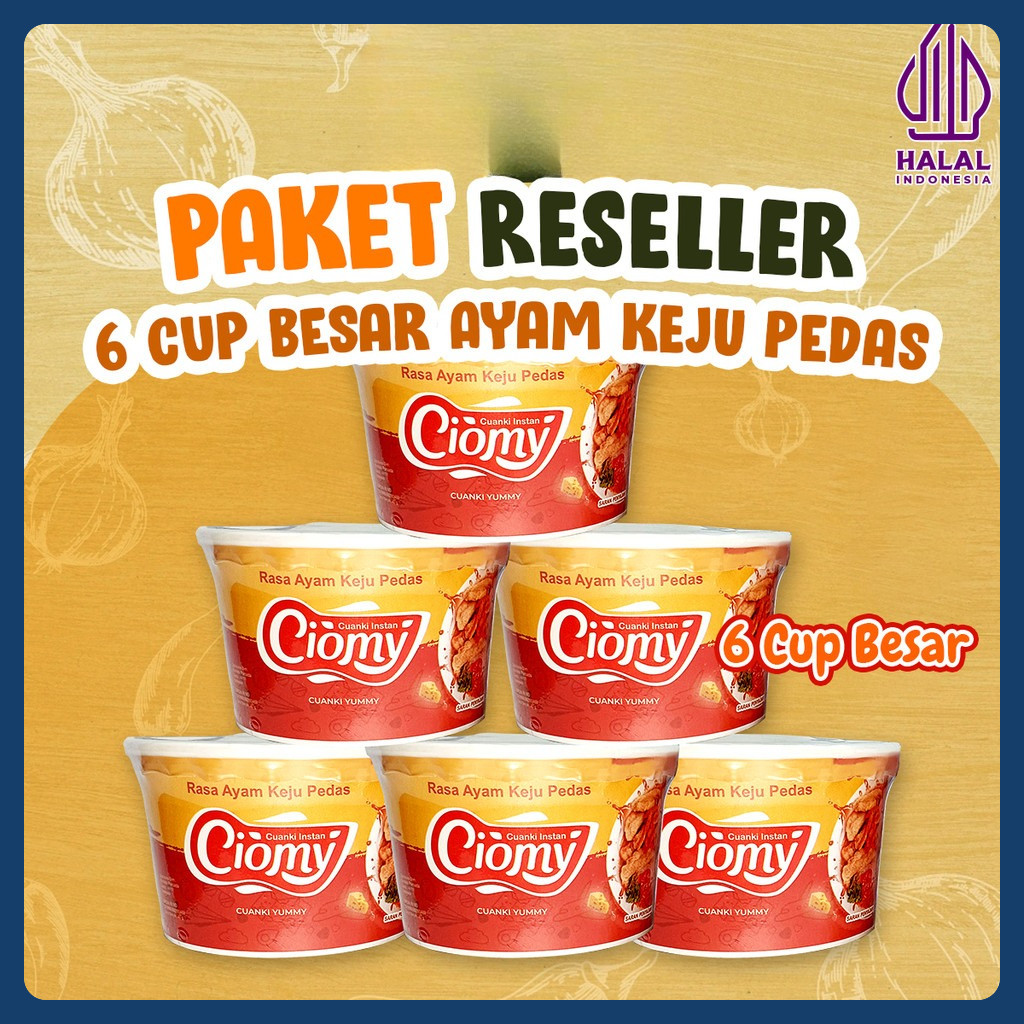 

Mpok Sur - Paket Hemat Ciomy Cuanki Cup Besar Ayam Keju Pedas Set isi 6 pcs