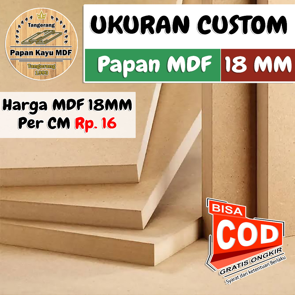 Kayu Papan MDF Ketebalan 18MM Ukuran CUSTOM (Per CM) MDF BOARD MURAH