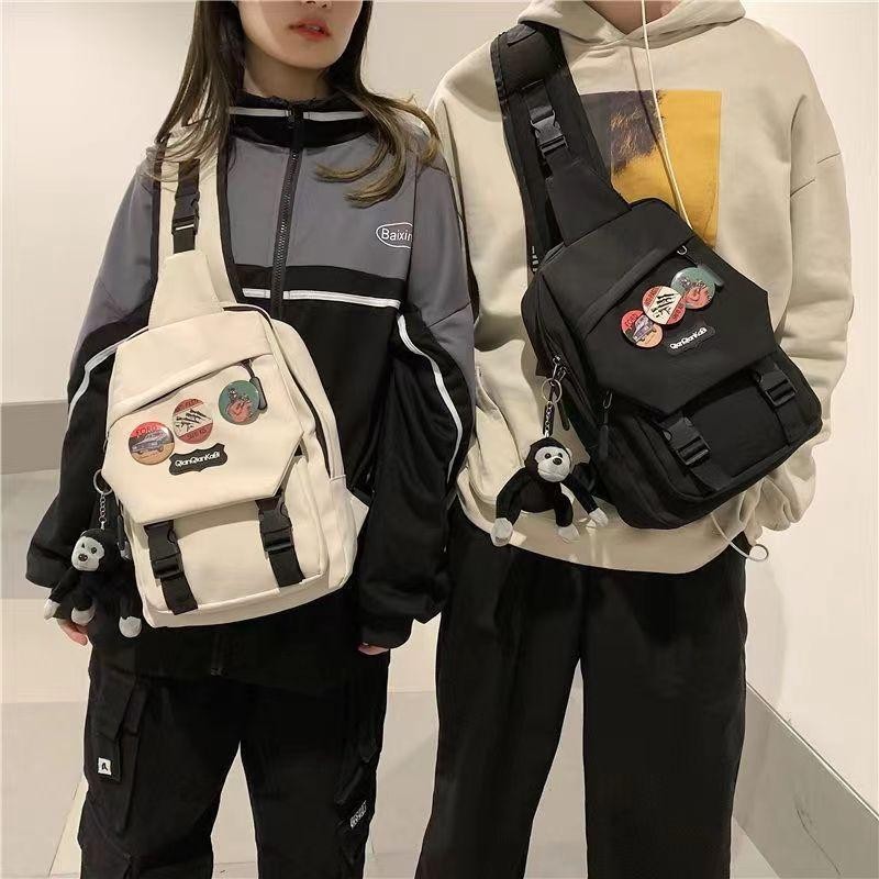 Tas Selempang Pria & Wanita Trendi - Tas Pinggang Santai Gaya Jepang, Tas Dada Olahraga Kapasitas Be