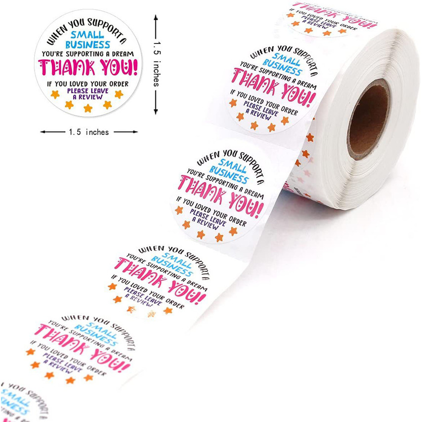 

1.5inch Thank You Stickers Please Leave a Review with Colour Design Stickers Handmade Small Business Gift Packaging Seal labels