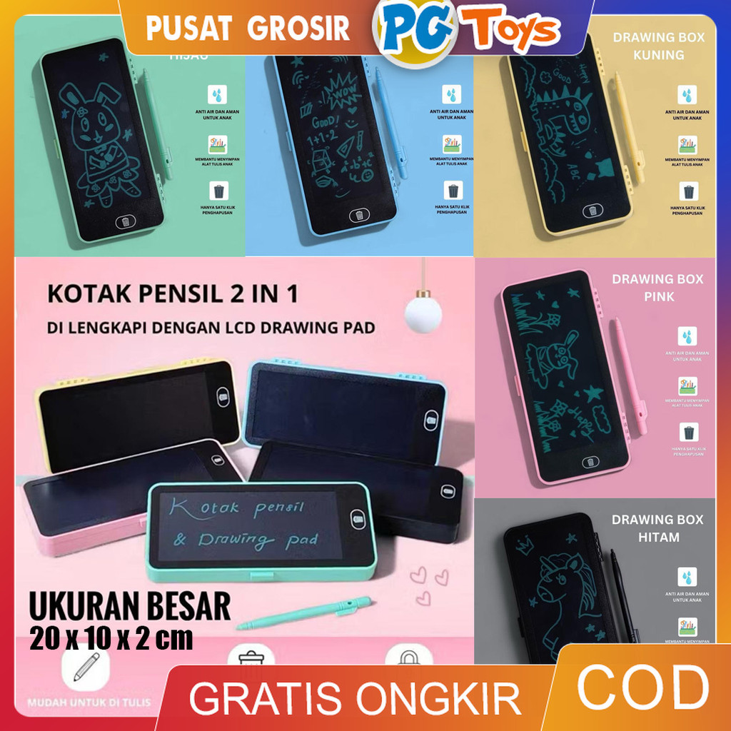 

PGTOYS 2IN1 LCD Drawing Pad + Kotak Pensil Papan Tulis Coret Kreatif Anak Dengan Digital Pad Edukasi BH107