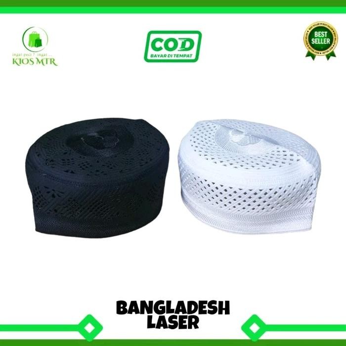 Peci Bangladesh Laser Original , Kopiah Haji Bangladesh Laser Full AC - Putih, 54