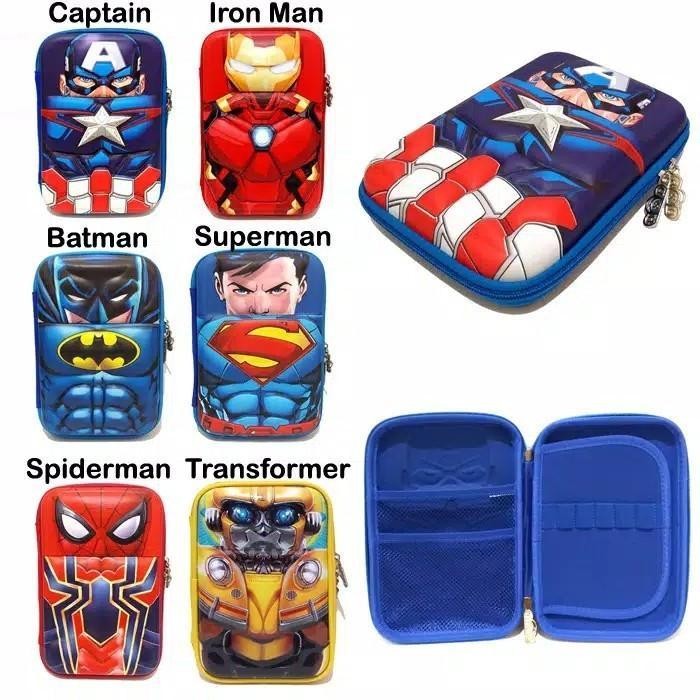 

BEST- [Kuyamol] Tempat Pensil Cute Kotak Tempat Pensil Hardcase Smiggle Superhero Jagoan Anak 1 Sisi - Captain America
