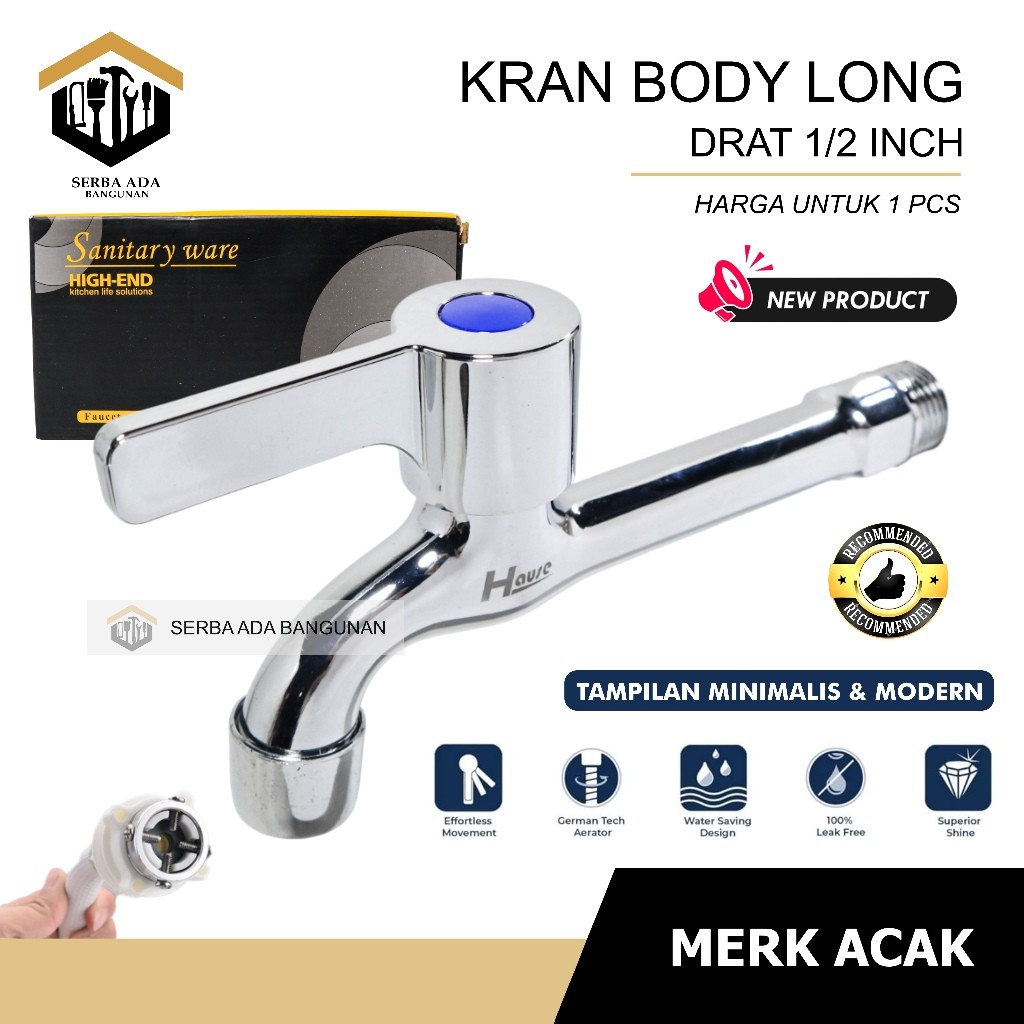 Kran PANJANG 1/2” HAUSE / Keran Air HAUSE PANJANG 1/2 INCH / Kran Tembok VOLK 1/2" / Kran Keran temb