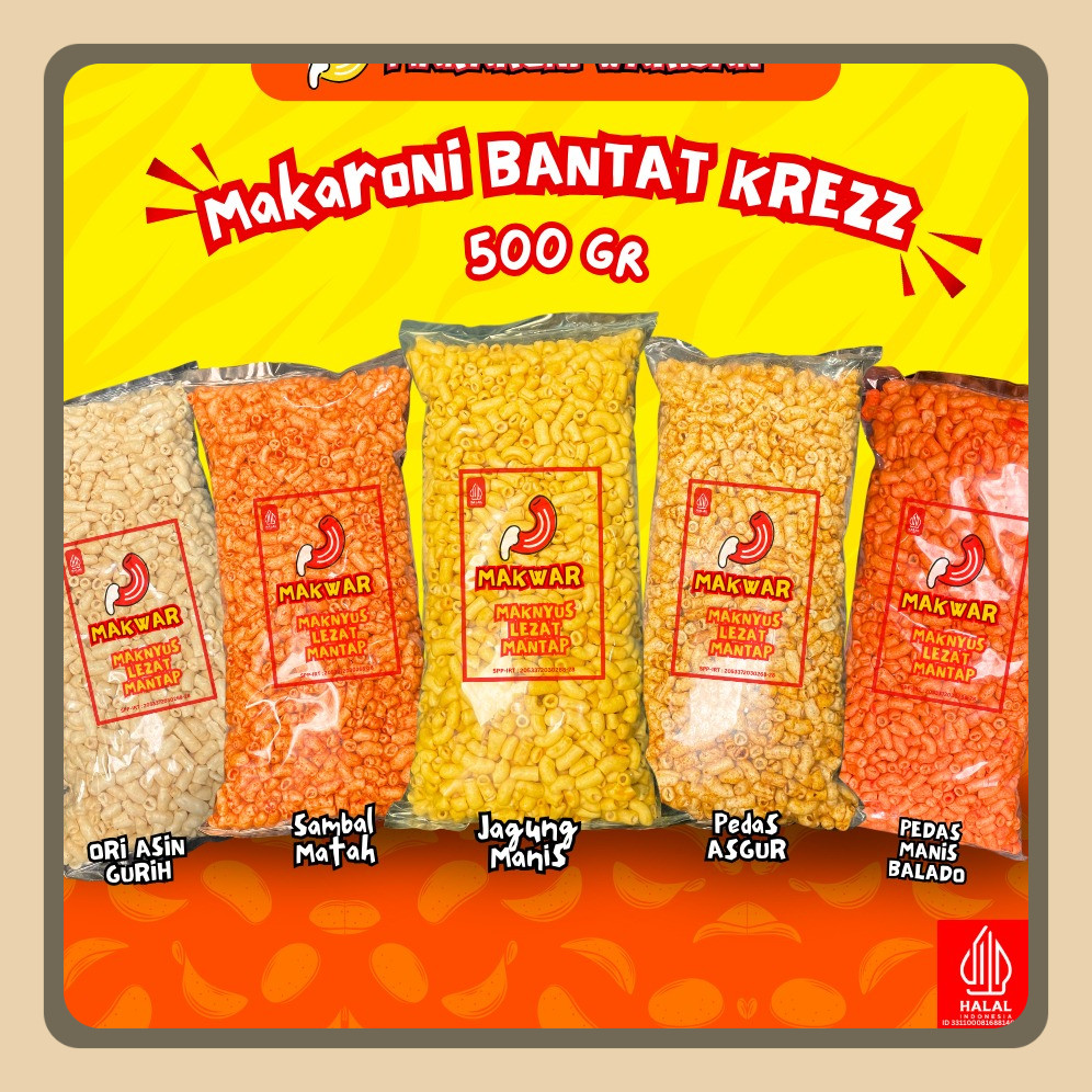 

(1/2 Ball) Kerupuk Makaroni Bantat (500gr) - Makanan Ringan Krupuk Cemilan Murah halal