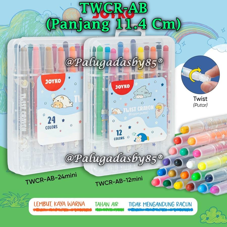 

(1 Set) GABUNGAN Crayon Putar JOYKO TWCR-AB / Krayon Putar Mini Twist Crayon TWCR-AB (1 Set)