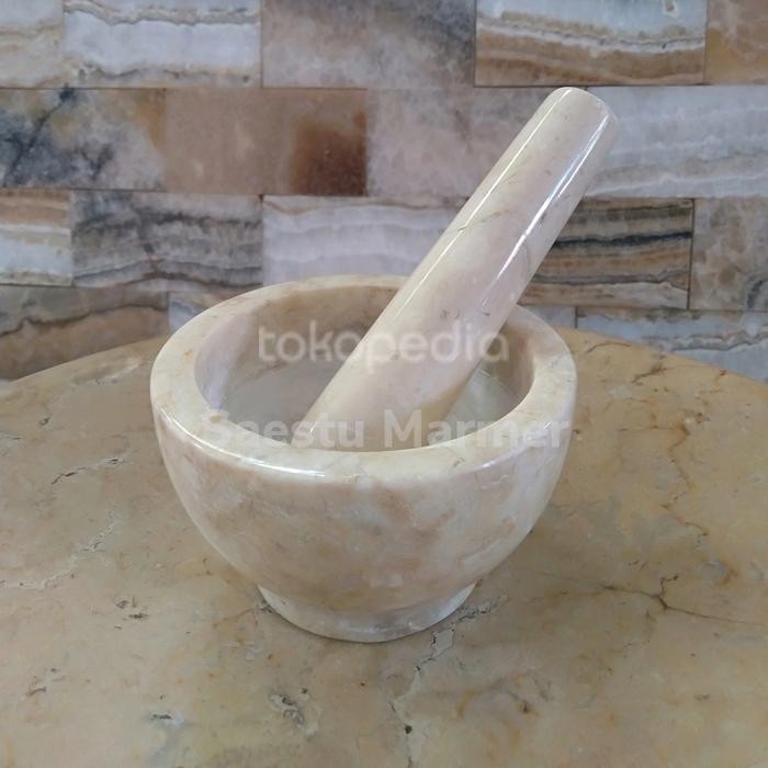 Lapak iki - Lumpang batu marmer mortar tumbukan obat uleg cobek marmer ulekan