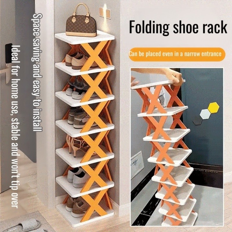 Home Multifunctional Shoe Cabinet Space Saving Narrow Shoe Rack Storage Folding Shoe Cabinet
