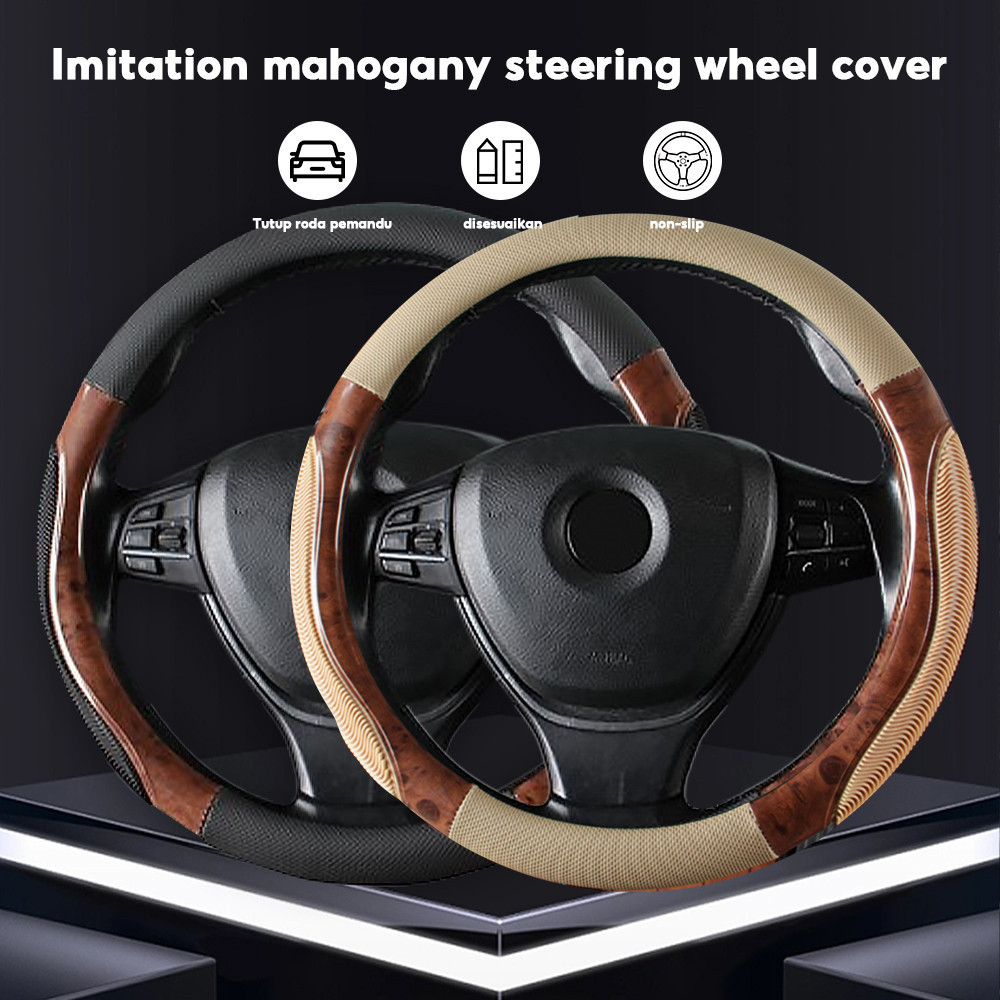cover stir sarung setir mobil motif kayu kulit Sintetis Universal Semua Ukuran steer cover stir carb