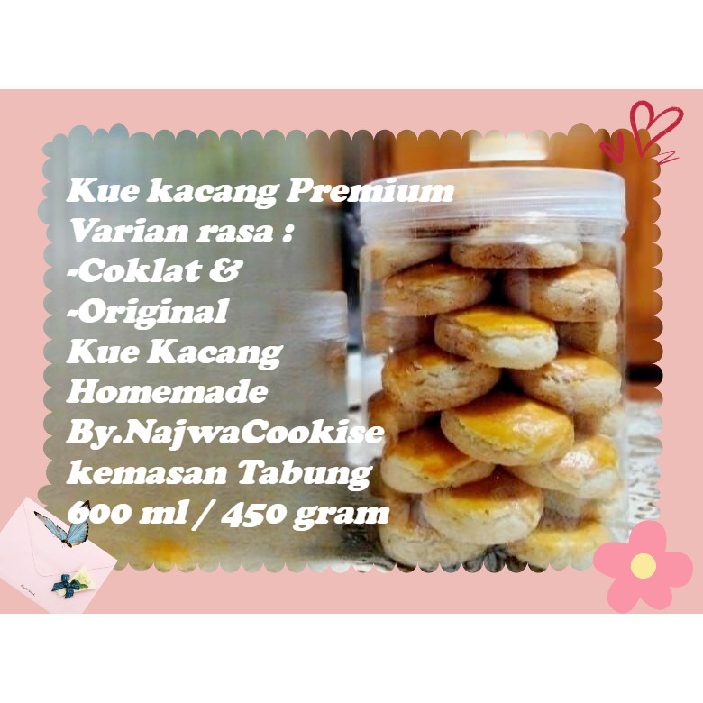 

KUE KACANG PREMIUM ASLI JEMBER.Kemasan 600ml/450gram home produksi langsung pabrik. tahan 7 bulan. packing aman rapet bubble dan kardus tebal ya Najwacookise