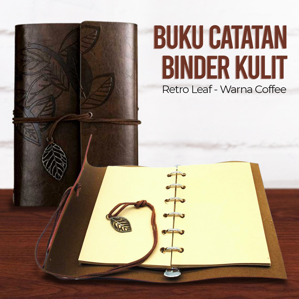 

Buku Catatan Binder Kulit Retro Leaf