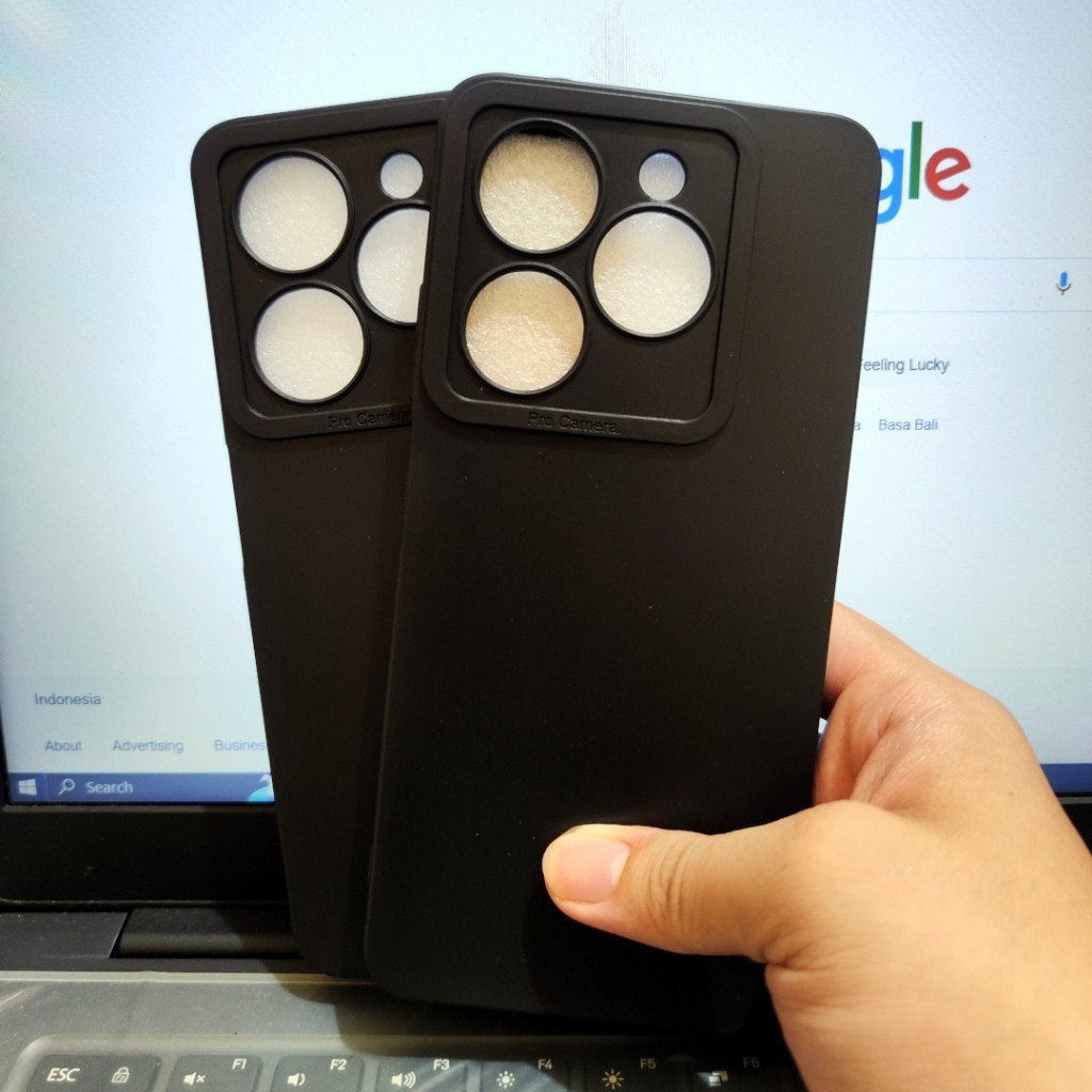 Case Pro Camera Full Black Infinix Hot 40i, Smart 8, Smart 8 Pro Silikon TPU Pro Camera Hitam Polos