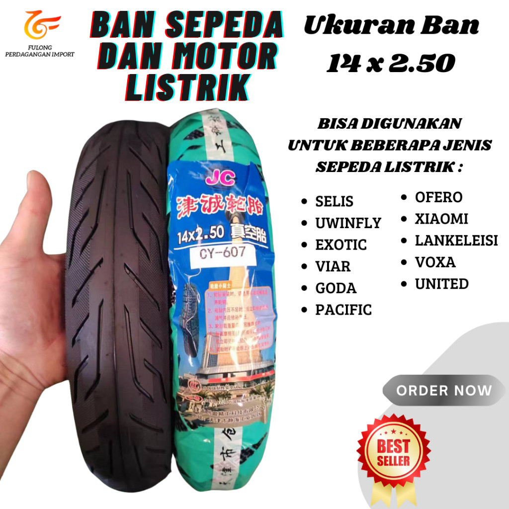 Ban Luar Sepeda Listrik 14x2.50 Tubles Ready E-bike Exotic Universal