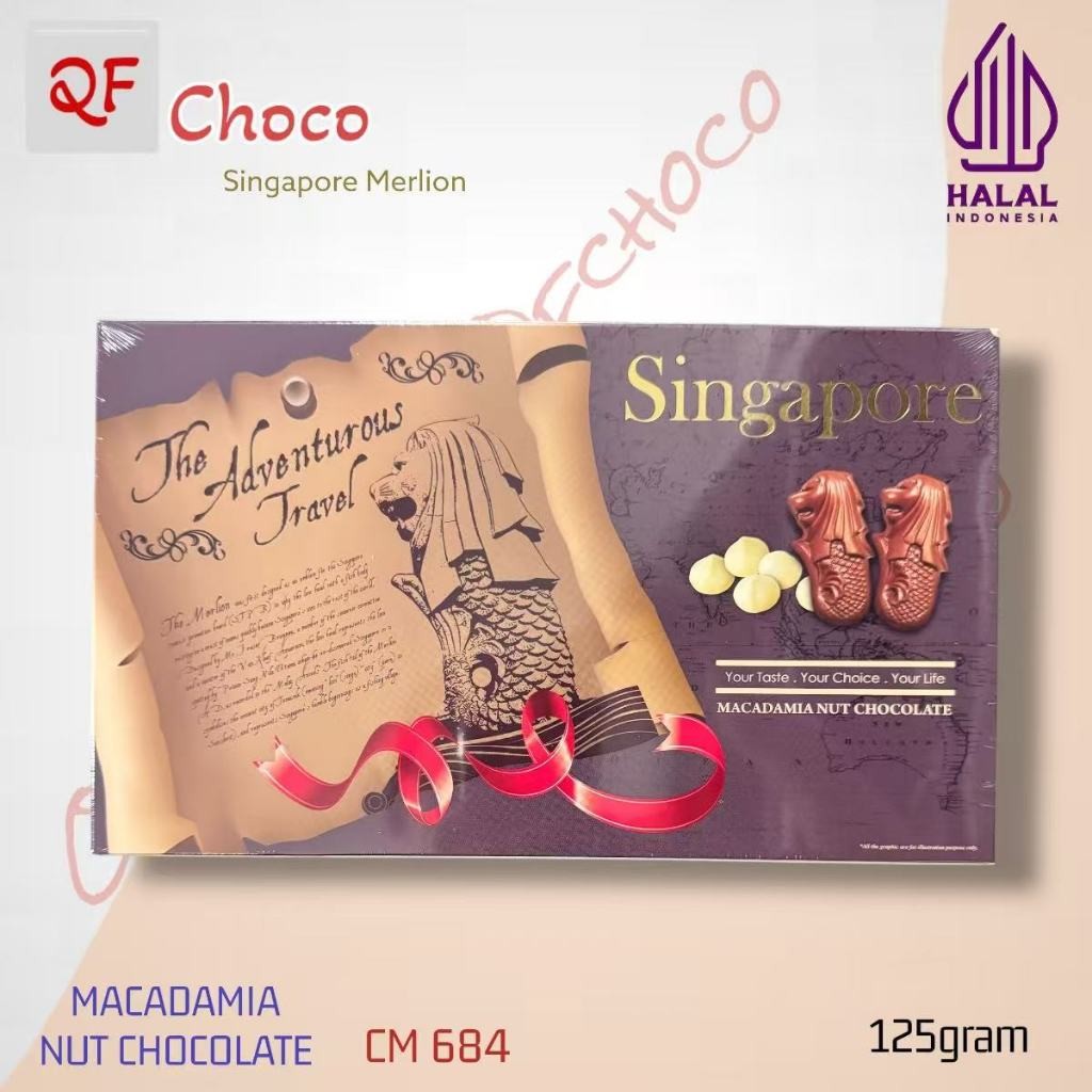 Cokelat QFcHoco Singapore Merlion Original 100% Halal 125gram exp 2026