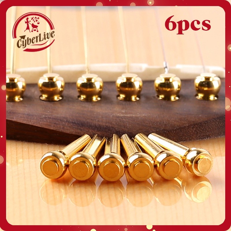6pcs Bridge Gitar Akustik Bahan Tembaga Pin Bridge Gitar Logam CO