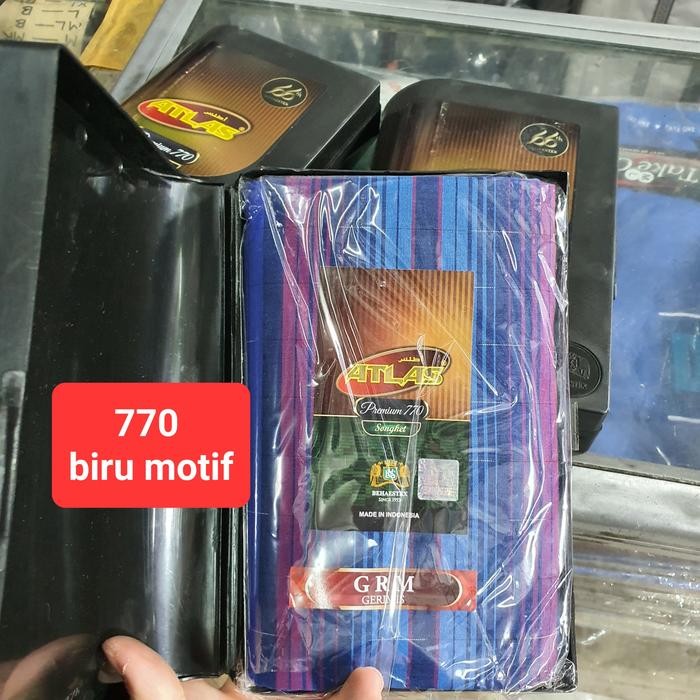 SARUNG ATLAS PREMIUM ORIGINAL SONGKET SUPER PREMIUM - 770 Biru Motif