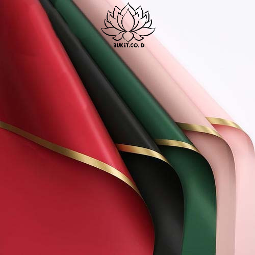 

[ 1 LEMBAR ] Solid Color Gold Frame Cellophane Lembaran (58 x 58 cm) Kertas Bunga Wrapping Paper