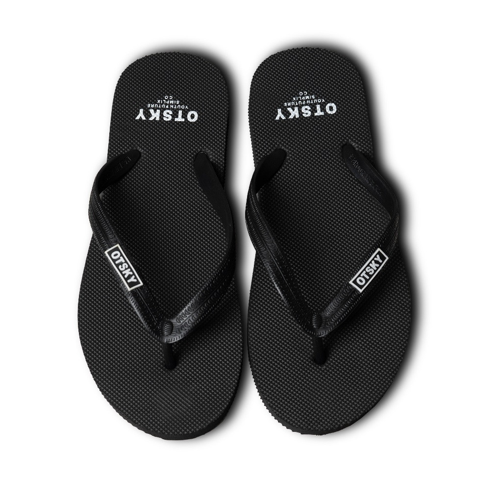 Otsky Sendal / Sandal Jepit Pria Wanita Font Black Casual Harian