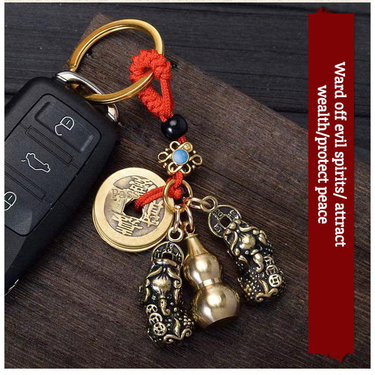 Feng Shui Jewelry Hollow Pure Brass Brave Pendant Brass Double Pixie Pendant Feng Shui Pendant