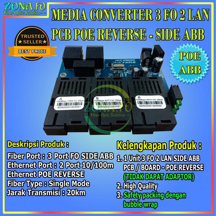 Media Converter 3 Port FO 2 Port LAN 10/100 / Switch Fiber 3 FO 2 LAN - 3FO2LAN PCB AAB