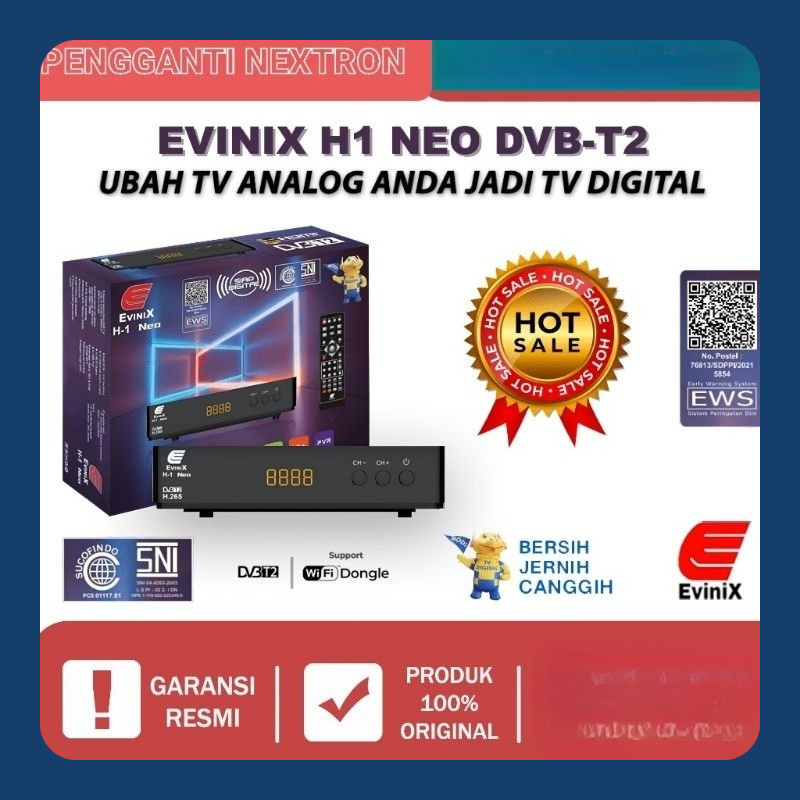 EVINIX H-1 NEO(HDMI RCA) STB DVB-T2 PENGGANTI NEXTRON TR-1000SE ADAPTOR PISAH CHIPSET ALI