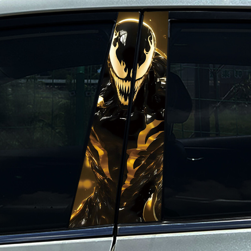 Stiker Venom emas mobil 2 buah stiker penutup pilar tengah HD kustom
