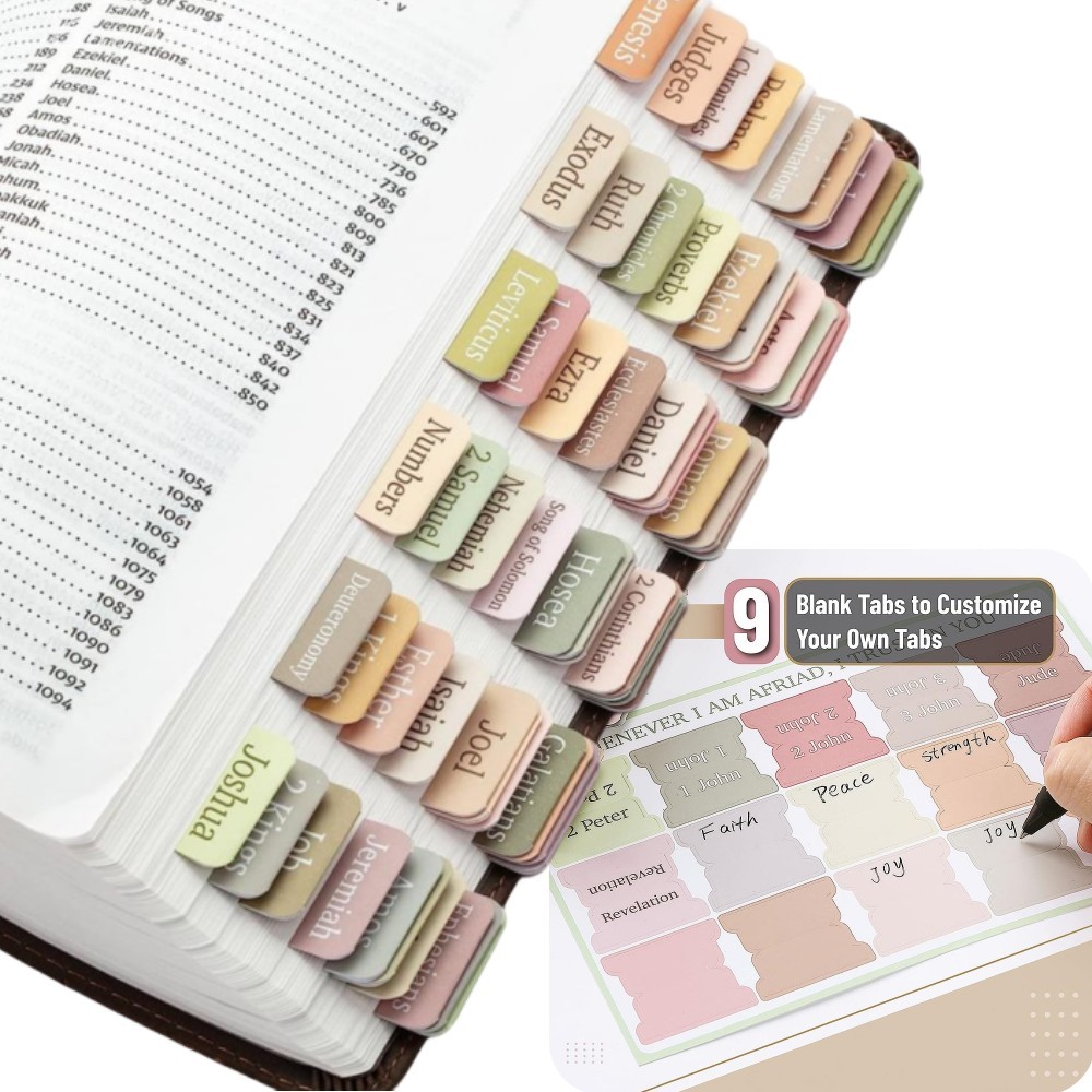 

5 Sheets(75pcs) Bible Tabs Large Print And Easy-To-Read Bible Journaling Supplies Self-Adhesive Index Label Sticker Stationery
