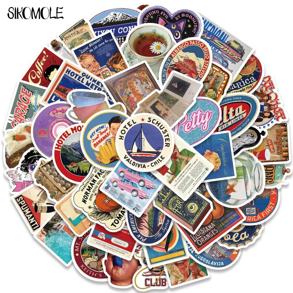 

10/30/50PCS Vintage American Posters Old Objects Stickers DIY Travel Luggage Guitar Fridge Laptop Graffiti Sticker Kids Decals