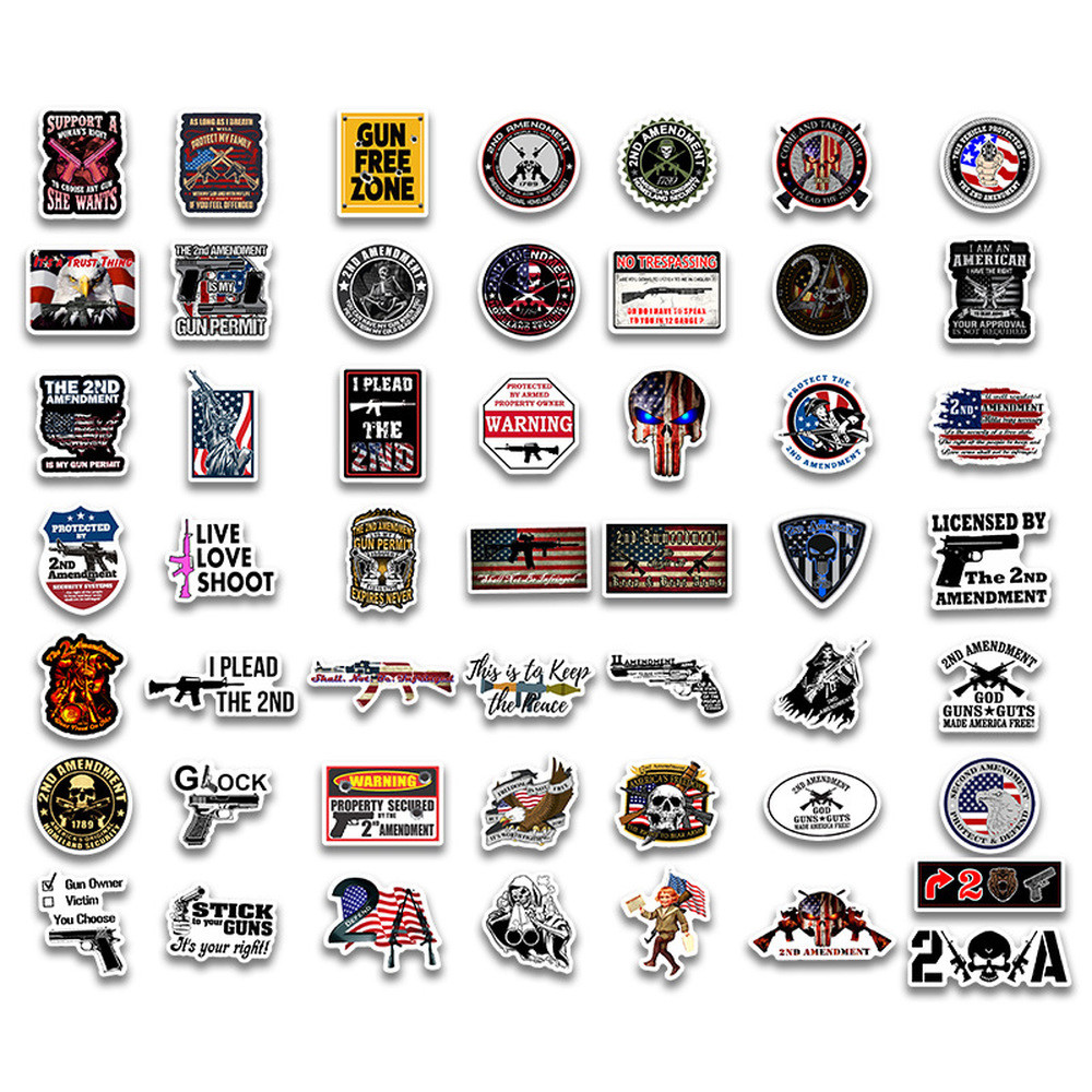 

10/50pcs/set Military Firearms Control Amendment Freedom Stickers for Skateboard Luggage Phone Laptop Stationery Sticker
