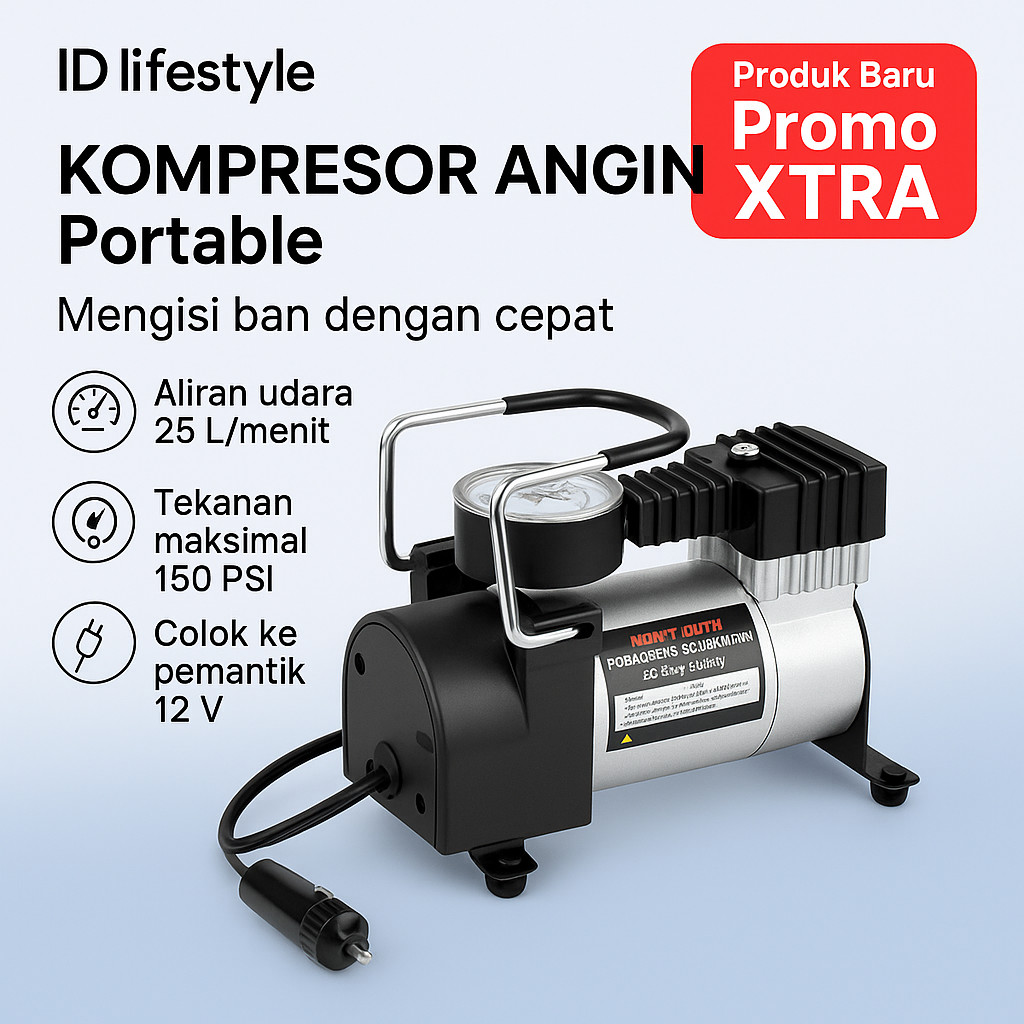 Pompa Angin Listrik 220V Portable – Kompresor Mini untuk Ban Mobil, Motor, Sepeda & Kasur Angin | Da