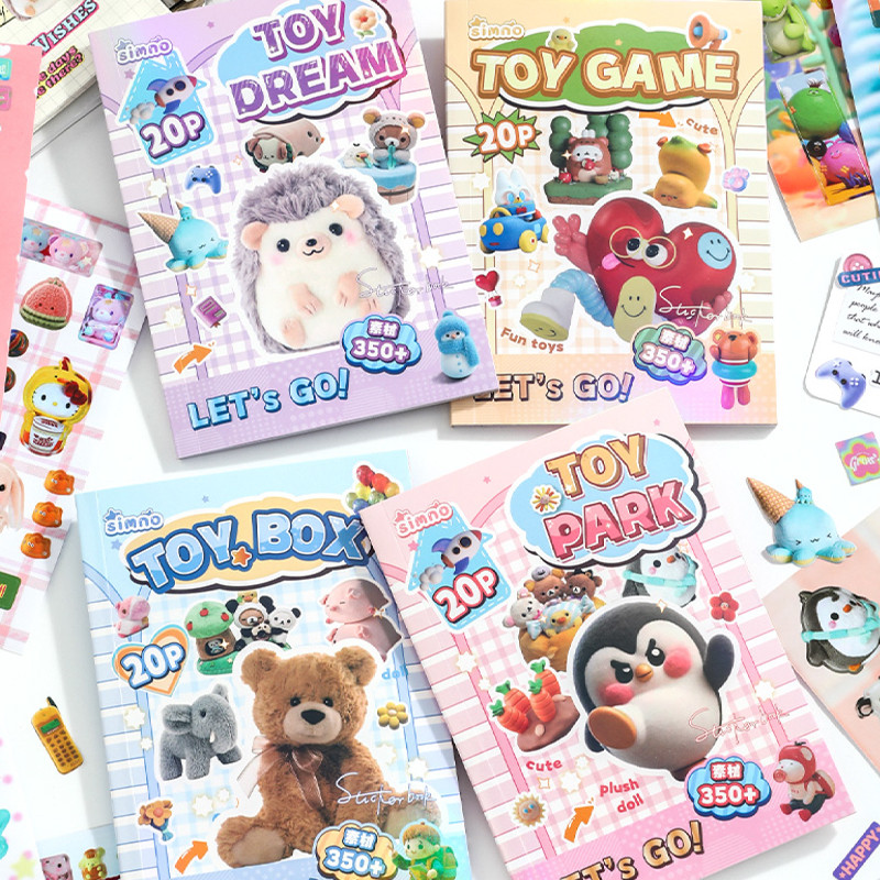 

Mr. Paper 20Pcs/bag Childish Toys Series Sticker Book Children's Stationery Stickers Handbook Gift for Kids
