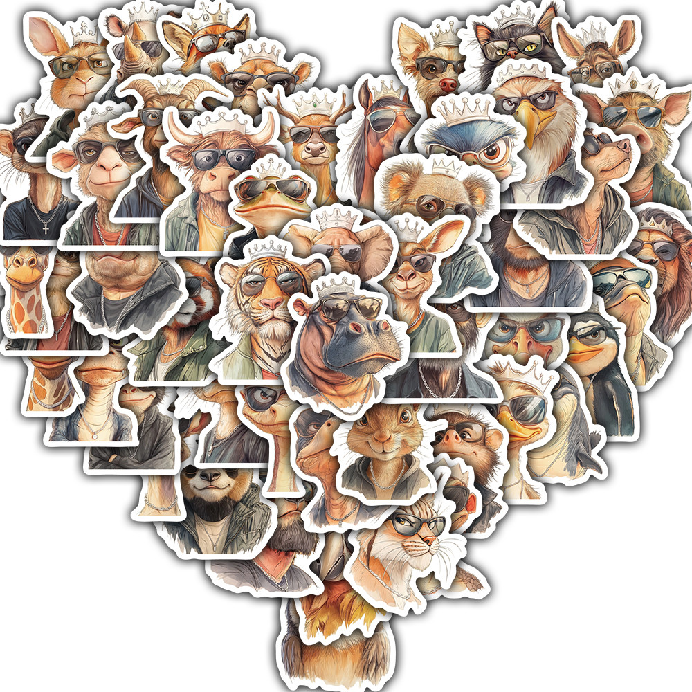 

50PCS Cool King Animal Vector Art Stickers Scrapbooking Guitar Photo Cartoon DIY Luggage Skateboarding Motorcycle Sticker