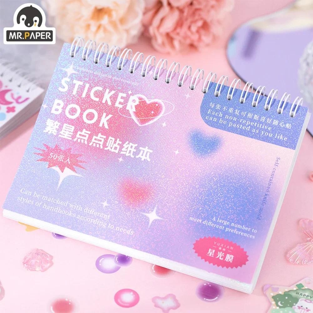 

Mr. Paper 50 sheets/book Cartoon Coil Stickers Book Star Bubble Pattern Cute Decoration Manual Diary Scrapbook DIY Materials