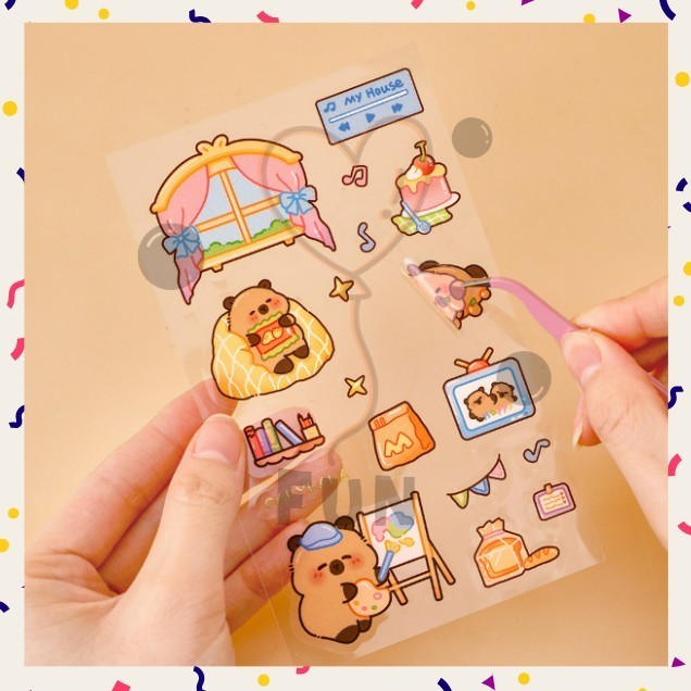 

FF PROMO - Sticker Waterproof Kartun Kapibara Hologram Stiker Motif Capybara Gaya Korea Anti Air