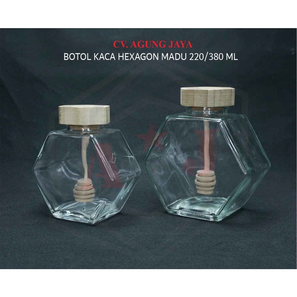 Botol Kaca Madu Hexagon Kosong 100 ml/ 220/380 Ml/Botol Kaca Madu 220/380 Ml/Yk