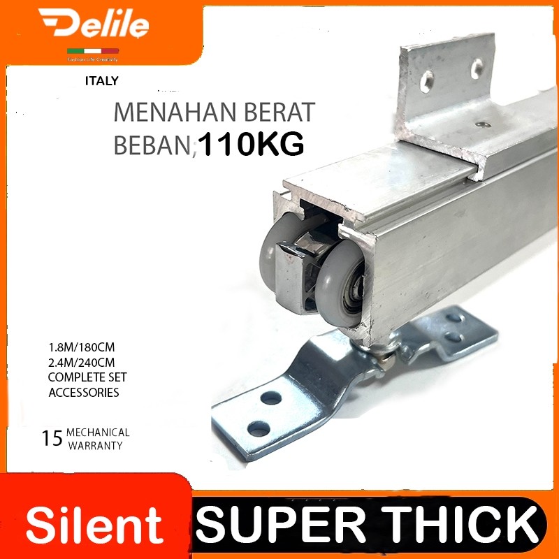 Rel Geser Pintu Aluminium/Rel Slidding Pintu/Rel Slidding Pintu Kamar 1,8M , 2,4M , 3M ITALY DELILE