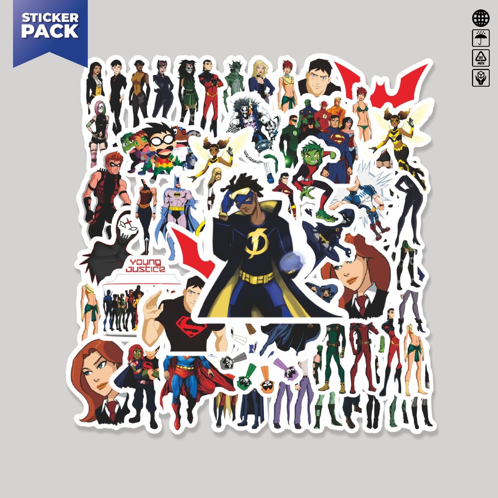 

[100PCS]Stiker Pack Sticker Kartun Young Justice Sticker Aesthetic Vinyl Anti Air Dekorasi Sticker Laptop Buku Journal Koper Helm Casing HP Gitar Helm Skateboard