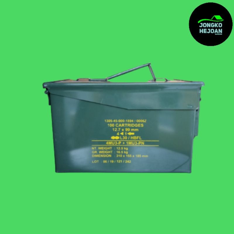 BOX PINDAD BESI JATAH Box Peluru Bekas / Kotak Perkakas Besi / Tool Box Besi Original Pindad Terjang