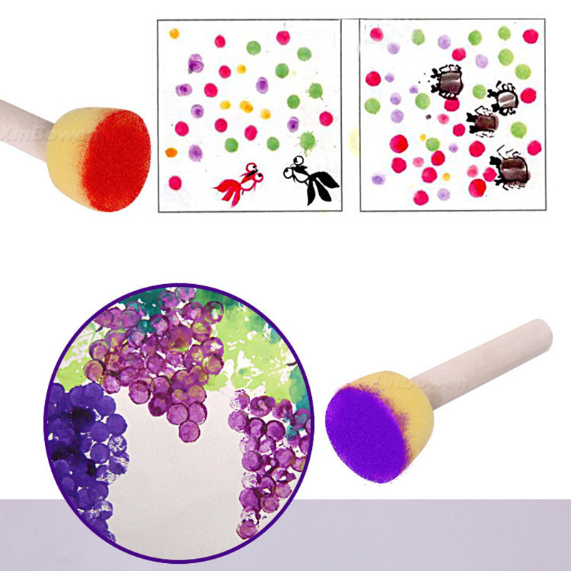 

4Pcs Sponge Brush Kindergarten Art Handicraft, Children's Drawing Tool Round Sponge Seal Mushroom Head Rubbing Stick