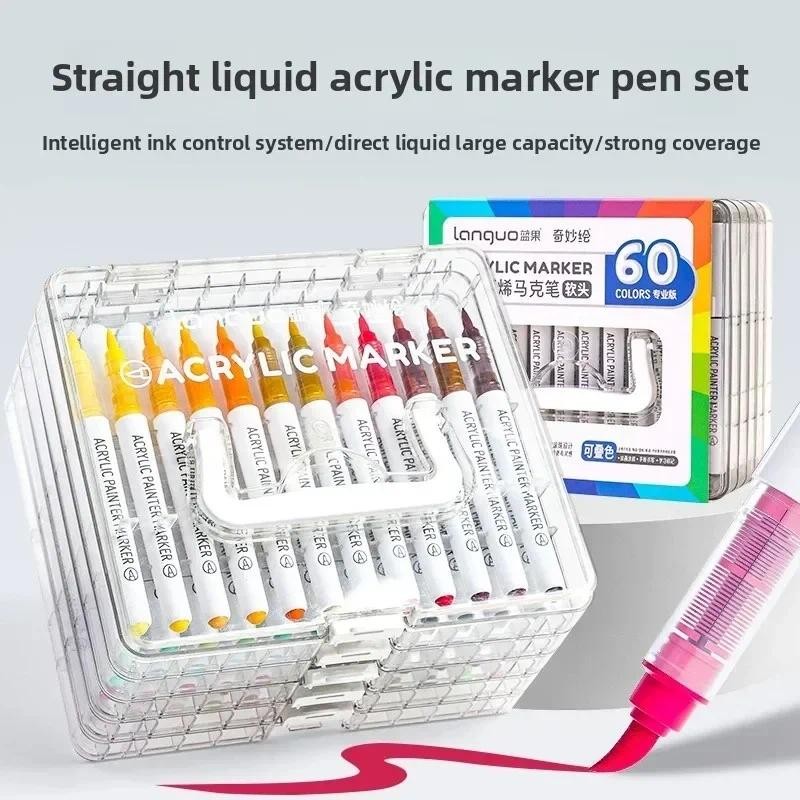 

LANGUO 126 Colors Acrylic Colors Markers Direct Liquid Paint Marker Pen DIY Drawing with Storage Box Stationery School Supplies