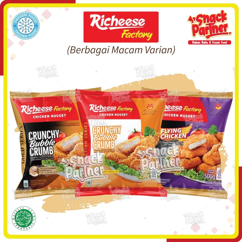 

RICHEESE | FROZEN FOOD 250 500 GR - Crispy Chicken Nugget Nuget Naget Ayam Bubble Crumb Crumble