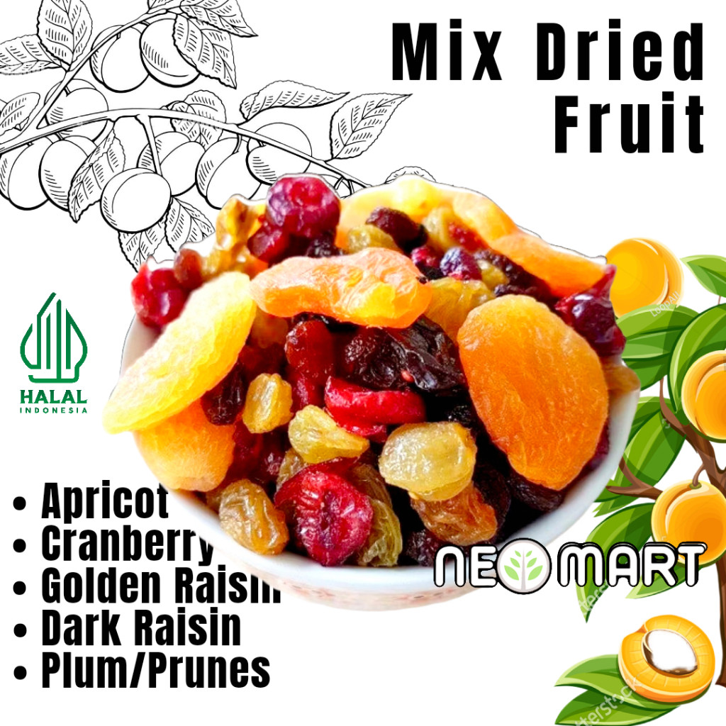 

Neo Mix Dried Fruits 250gram(1/4kg) Kismis-Buah Kering-SUPER HEALTHY DELICIOUS SNACK/TRAIL MIX